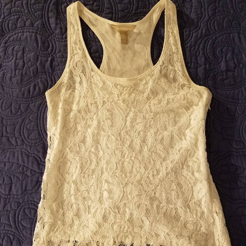 Banana Republic White Lace Racerback Tank